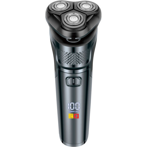 Rasoio elettrico per uomo, rasoio elettrico ricaricabile, rifinitore con display LED intelligente, rasoio senza fili Wet/Dry, nero