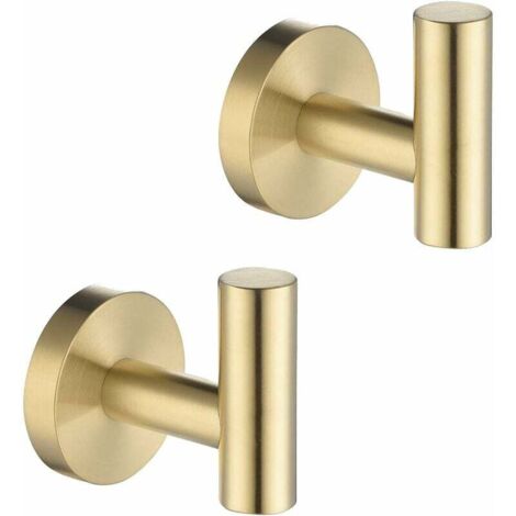 Ganci per asciugamani da bagno in acciaio inox Sus304 dorato, ganci per accappatoi resistenti, adatti per cucina, spugna, hotel, piscina, rotondi, 2 pezzi - Oro