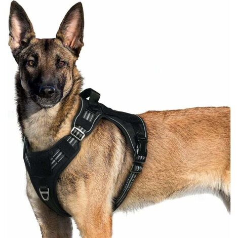 Pettorina per cani anti-trazione, pettorina tattica riflettente regolabile con maniglia e anelli, gilet resistente e facile da indossare, pettorina militare per cani per addestramento alla caccia, Ner (1/5)