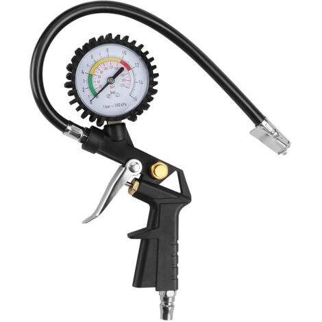 Manometro digitale per pneumatici, confezione da 2, ugello per gonfiaggio pneumatici, manometro multifunzione preciso per auto, moto, bici, camion (1/4)