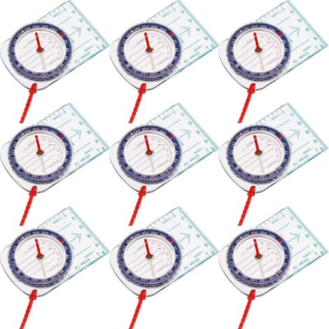 GOEDCH Moschettone Bussola: 12 Mini Bussole per Bambini, 6 Colori Portachiavi Bussola, Portatile Colorato con Bussola, Campeggio, Escursionismo, Viaggi