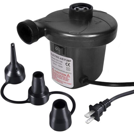 Pompa d'Aria Elettrica con 3 Ugelli, 110 V CA/12 V CC, Pompa di Gonfiaggio/Sgonfiaggio Perfetto Portatile a Riempimento Rapido, Adatta per Campeggio all'Aperto, Materassini Gonfiabili, Materassi Ad Ar (1/5)