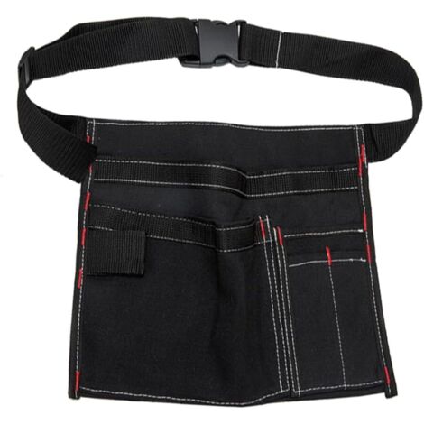 Borsa portautensili multifunzionale, 6 tasche, marsupio portautensili monofacciale/borsa portautensili/grembiule portautensili per falegname/giardinaggio/cintura (nero) (1/5)