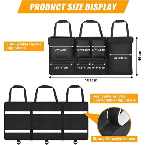 Organizer Per Bagagliaio Auto Con Borsa Termica - 3 Scomparti E Tasche Laterali, Pieghevole Per SUV, Colore Viola - 2