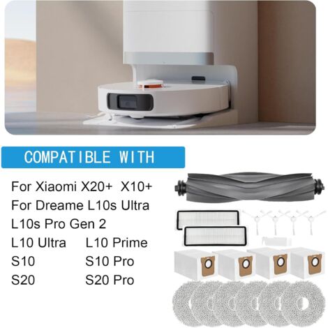 Kit Di Ricambi Per Xiaomi Robot Vacuum 5 E 5 Pro – 2 Spazzole Principali, 6 Laterali, 6 Filtri HEPA, 6 Panni, 6 Sacchi Da 3 L E Spazzola Di Pulizia