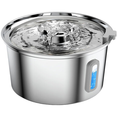 Distributore automatico di acqua per gatti in acciaio inossidabile, distributore di acqua silenzioso per gatti - Distributore di acqua per cani in acciaio inossidabile - Cascata di fiori - con finestr