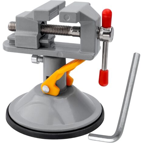 Confezione da 2 mini morse con ventosa in acciaio, rotazione a 360°, piccola morsa da banco, clip a ventosa, morsetto a ventosa, mini utensile manuale da tavolo con chiave esagonale (1/5)