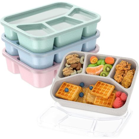 Lunch Box Bento Box 4 Pezzi Pasto Lunchbox Borsa Scatole Scomparto per Adulti Snack Ciotola per Pranzo Microonde Snack