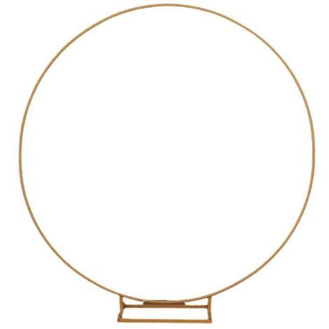 Kit arco nuziale in metallo con supporto per palloncini rotondi da 2 m con decorazioni floreali a base larga e supporto per ghirlande di palloncini per decorazioni nuziali fai da te, colore oro