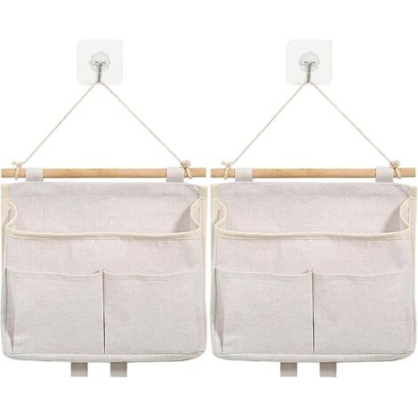 2 pezzi Borsa portaoggetti sospesa, Organizer da parete con tasca, con ganci Portaoggetti da parete, Pieghevole da parete per camera da letto, soggiorno, bagno, ufficio, cucina (beige) (1/5)