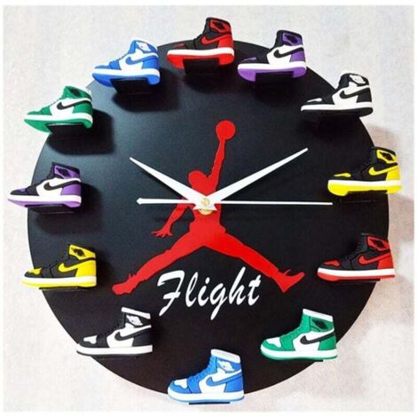 Orologio da parete in vinile vintage fatto a mano, arredamento sportivo per la casa, l'ufficio, la camera da letto, il soggiorno e l'ufficio, sfondo nero Flight (1/5)