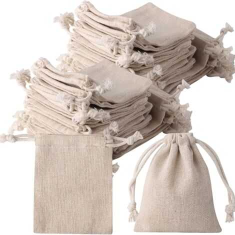 20 pezzi di puro cotone e lino, tasca con coulisse, piccola borsa in tessuto per imballaggio di riso e cinque cereali, borsa in cotone, tasca 810 cm (1/3)