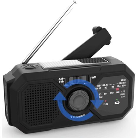 Radio meteorologica solare a batteria, torcia con caricabatteria per cellulare, radio portatile con allarme meteo, power bank di emergenza da 3500 mAh, radio di emergenza NOAA/AM/FM (1/4)