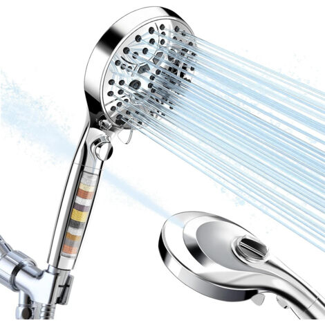Filtro doccia booster a 10 funzioni con doccetta a lancia, arresto acqua One-Touch, copertura doccia rimovibile (1/5)