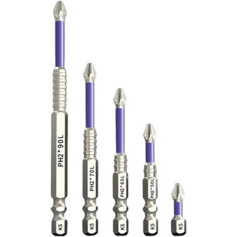 Set di punte per trapano - Set di cacciaviti magnetici e punte per trapano K5 - Accessori per utensili elettrici cromati per meccanici, carpentieri, elettricisti (1/5)