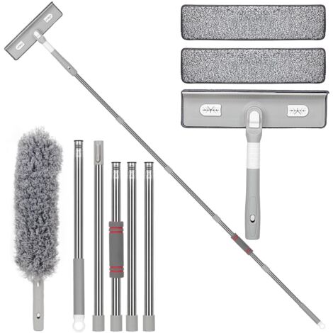 Tergipavimento Professionale per Finestre 2 in 1, Tergipavimento per Doccia accoppiabile da 210 cm con 2 Asciugamani in Microfibra, Lavavetri Rotante a 180°, Kit per la Pulizia delle Finestre con Spol (1/5)