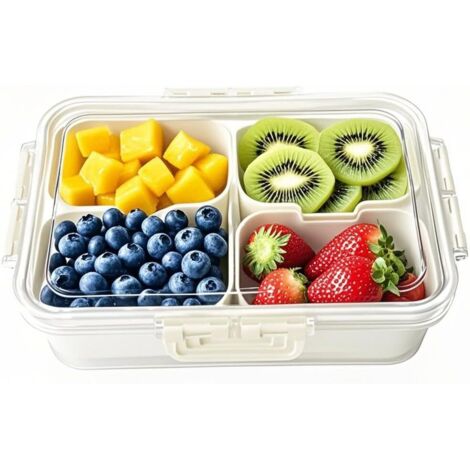 pezzi contenitori per alimenti contenitore per alimenti con chiusura, contenitore per alimenti per snack, condimenti, frutta secca (colore crema 4 scomparti) (1/5)