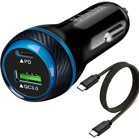 Adattatore di ricarica per auto con porta USB con cavo di tipo C angolato da 3,4 metri per Dashcam Smartphone TabletS 12 V 24 V Protezioni di ingresso caricatore del veicolo per