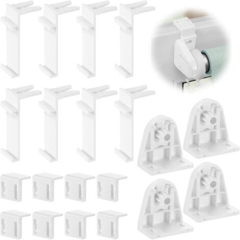 Kit di 20 pezzi per tende a rullo, accessori in plastica, parti di ricambio senza foratura per finestre in legno, battenti di porte, aste per tende, ganci per doppie tende a rullo (1/5)
