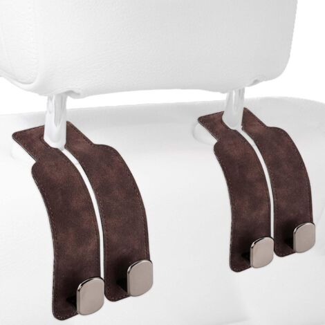 ganci per poggiatesta auto, ganci per seggiolino auto, ganci per poggiatesta auto, accessori interni auto per borse, ombrelli e borse (marrone) (1/5)