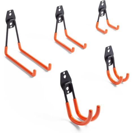 Ganci da parete per garage - Ganci portautensili da parete per riporre utensili in officina - Portautensili da parete per impieghi gravosi per appendere utensili elettrici, scale - Confezione da 10 in (1/5)