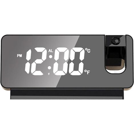 Sveglia con proiezione portatile, data, temperatura, grande schermo, LED, orologio digitale, proiezione sul soffitto, parete, proiettore a 180°, alimentato tramite USB, orologio da comodino, orologi