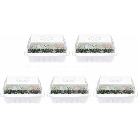 Set di 10 vassoi per piantine, mini serra per piantine, vassoi per coltivazione con coperchio, propagatore da giardino per l'avvio e la crescita dei semi, germinazione durevole in serra - 120 celle (s