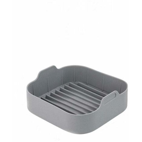 Teglia in silicone per friggitrice ad aria da 20,5 cm, quattro teglie, accessori quadrati di ricambio per teglia (grigio) (1/5)
