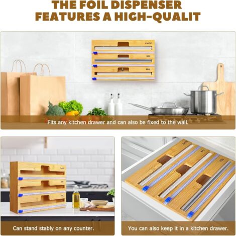 Porta Rotolo Cucina Carta 5 in 1 da Parete Organizer Dispenser Pellicola Alluminio Nastro Adesivo Sacchetti Congelatore Igiene | Leroy Merlin