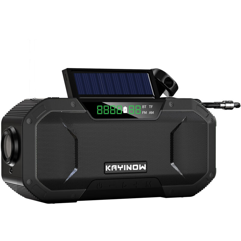 Radio de manivela 16000 mAh con función de carga de teléfono portátil, solar, AM/FM, portátil, con batería externa recargable, Dynamo, linterna de bolsillo, alarma SOS, brújula