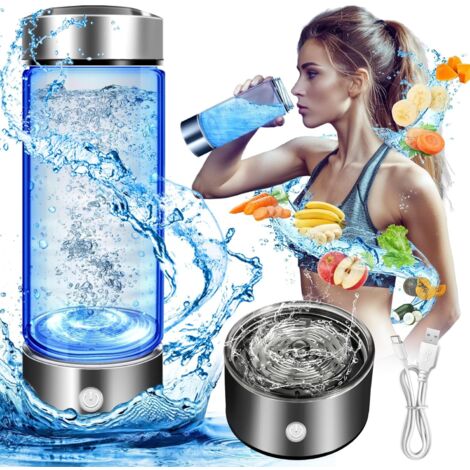 Botella de hidrógeno de 420 ml, máquina ionizadora de agua de hidrógeno portátil, generador de agua de hidrógeno (plata) (1/5)