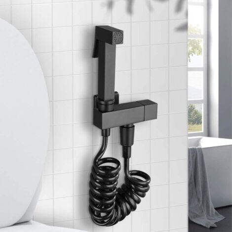 Ducha de mano para bidé para inodoro, kit de ducha para bidé con manguera de ducha telescópica y soporte, cabezal de ducha de cobre para pañales, baño de mascotas y limpieza de paredes, válvula G1/2"
