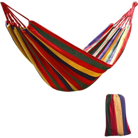 Hamaca portátil para acampar al aire libre, hamaca colgante para árbol, hamaca para jardín y balcón, para una persona, capacidad de carga de aproximadamente 80 kg, con bolsa de almacenamiento, 260 x 8