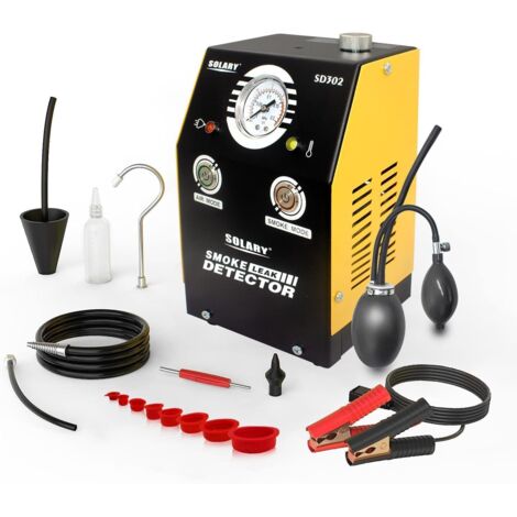 Máquina de humo, herramienta de detección de fugas automotrices, DC12V, con manómetro. AMARILLO.