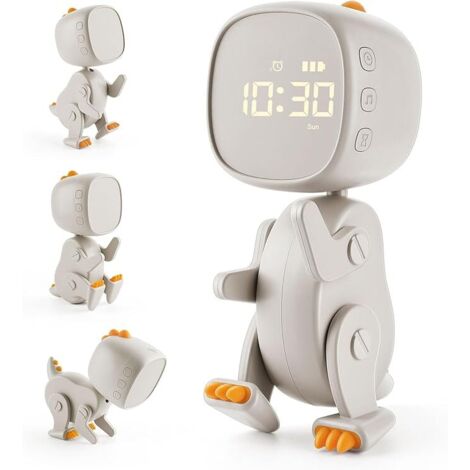 Despertador Infantil Despertador de Aprendizaje Recargable con Forma Variable 6 Alarmas Música 3 Alarmas Función de repetición Luz Nocturna Temporizador 12/24 [Clase de eficiencia energética D] Amaril