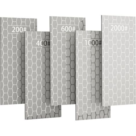 piezas de piedras de afilar de diamante, panel de piedra afiladora de superficie de panal con base antideslizante para tijeras, cuchillos, herramientas, de grueso a ultrafino 200/400/600/1000/2000 (1/5)