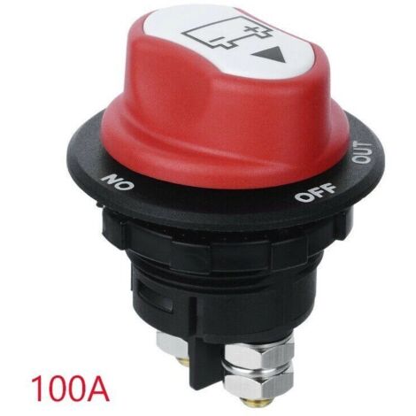 interruptor de desconexión de batería de automóvil de 100 A, interruptor de aislamiento de corte maestro de batería de 12 V-24 V, interruptores de batería de encendido y apagado para barco (1/5)