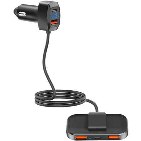 Cargador de coche USB C, adaptador de cargador de coche USB tipo C de carga rápida PD3.0 dual, tres QC3.0 con cable de 1,5 m para iPhone 13 12 11 Pro Max Mini, Galaxy S21 20 10, tableta (1/5)