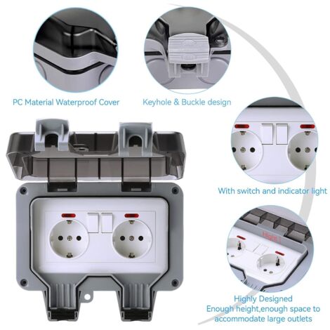 Toma De Corriente Doble Impermeable Con Interruptor Independiente, Toma De Corriente Eléctrica