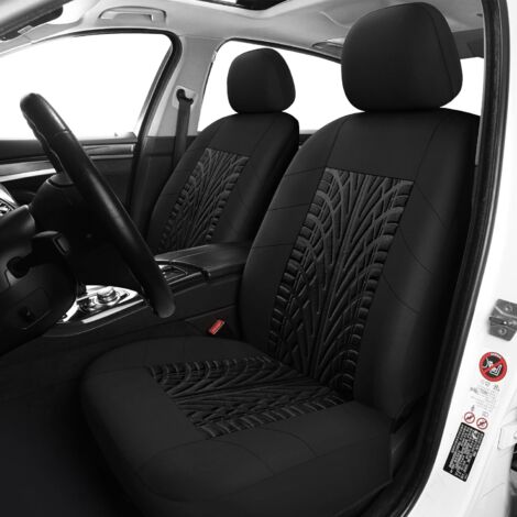 Par de fundas para asientos delanteros de coche, fundas de asiento lavables y transpirables para coches, fundas interiores universales para la mayoría de sedanes, camiones y SUV, color negro