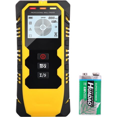 Detector de Pared Detector Cables y Tuberias Sensor Electrónico 5 en 1 con Pantalla LCD Detecta Metal Tuberías para Detectar Metales Madera Agua y Cables AC Alarma Visual y Sonora