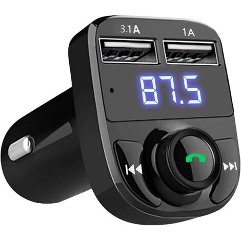 Transmisor FM Bluetooth, reproductor MP3 Bluetooth, adaptador de radio inalámbrico, Bluetooth para coche con dos puertos USB, kit manos libres con cable compatible con tarjeta TF/memoria USB (GJFER) (1/5)