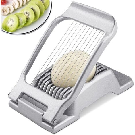 Herramienta para cortar huevos, cortador de huevos para huevos duros, cortador de aluminio resistente para huevos, champiñones, fresas, frutas blandas, alambres de acero inoxidable, apto para lavavaji (1/5)