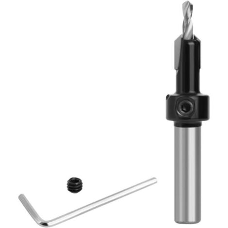Broca avellanadora con vástago de 8/10 mm, broca de acero, cortador rápido de agujeros para tornillos, accesorio para carpintería, broca, fresa para carpintería. (1/5)