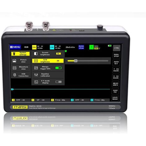 Osciloscopio digital, osciloscopio de tableta con pantalla táctil de 7" y 2 canales, osciloscopio de 2 canales 1013D, ancho de banda de 100 MHz, frecuencia de muestreo de 1 GSa/s