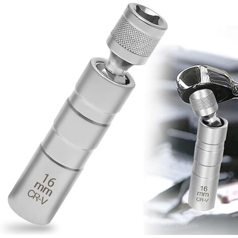 Llave para bujías Imán de 16 mm Juego de llaves para bujías flexibles universales Herramientas para quitar bujías(16 mm)