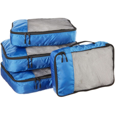 Bolsas de almacenamiento de equipaje grandes azules, paquete de 4, azules, 2 grandes y 2 medianas, modernas (1/5)