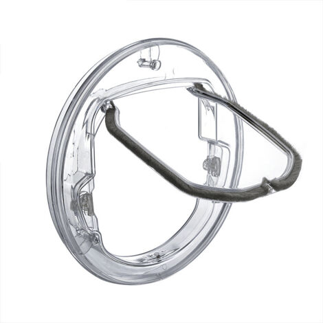 Puerta con ventana para perros, puerta abatible redonda transparente con cerradura de 4 vías y kit de revestimiento para gatos y cachorros, ideal para ventanas con mosquiteros, puertas corredizas de v