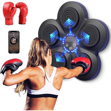 Máquina de boxeo con música, máquina de boxeo electrónica, portátil, montado en la pared, Bluetooth, música, boxeador electrónico, regalo para niños y adultos (1/5)