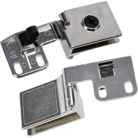 C74736 - Par de 2 bisagras para puerta de vidrio cristal ventana máx 5mm - vitrina - acabado cromado (1/5)